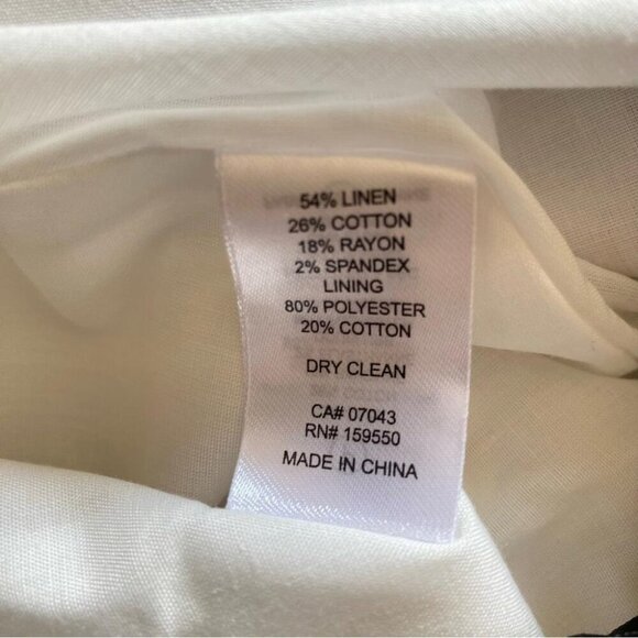 Coastal Chic Rachel Zoe Mid-Length Skirt White Gold Striped Linen - Picture 12 of 13